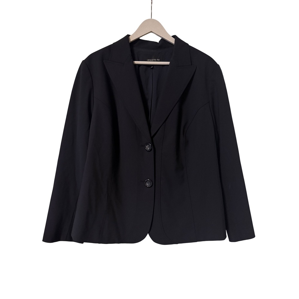 Lafayette 148 New York Black Two Button Blazer Jacket Women's 18W - Picture 2 of 4